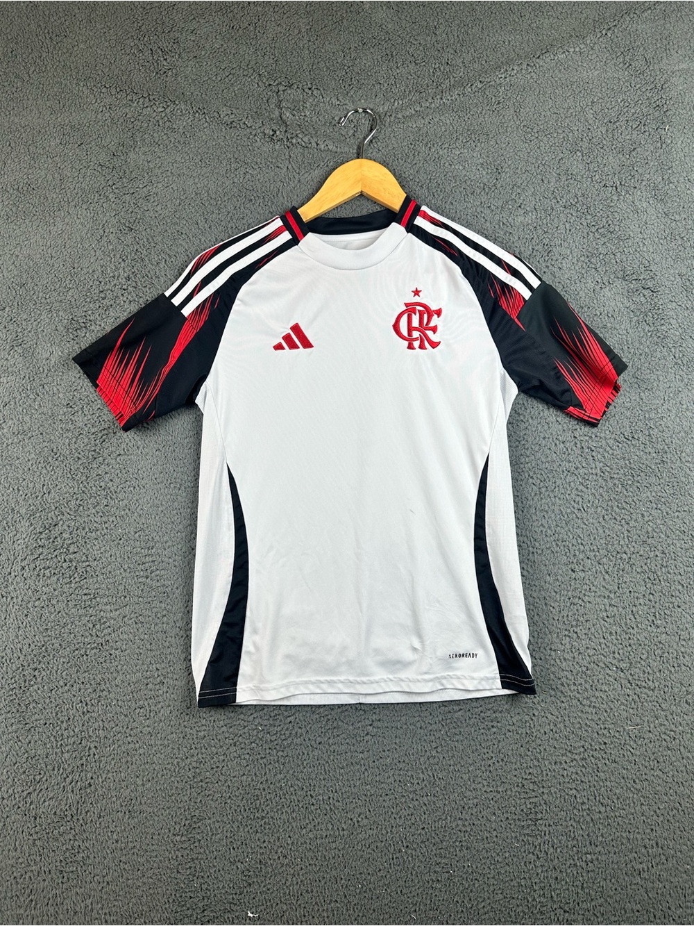 Adidas Flamengo CRF Youth Soccer Jersey White Red Black IV6039 Size L 13-14Y